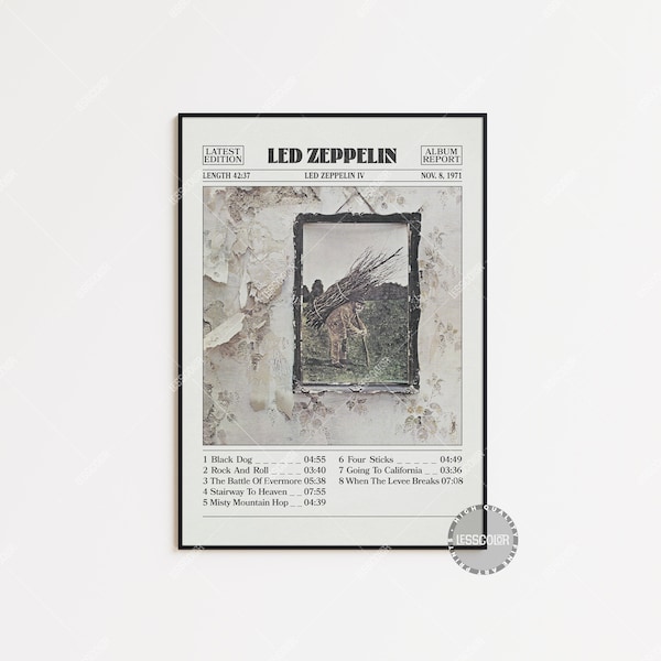 Led Zeppelin Retro Newspaper Print, Led Zeppelin IV Poster, Led Zeppelin Poster, Album Cover Posters, LC4