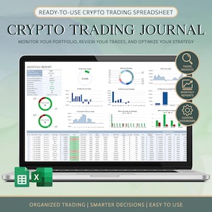 Crypto Trading Journal Excel Template | Automated Cryptocurrency Tracker, Risk Calculator & Strategy Analytics