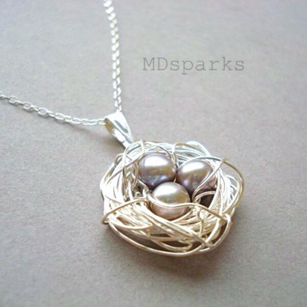 Silber Vogel-Nest-Halskette