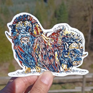 Muskox Vinyl Sticker - Muskoxen Decal, Die Cut - 4&quot;