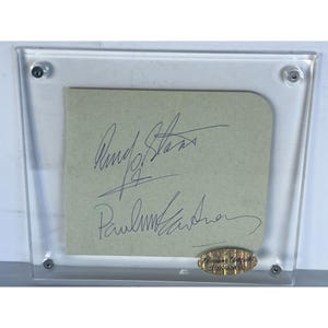 Ringo Starr and Paul McCartney vintage autograph page signed