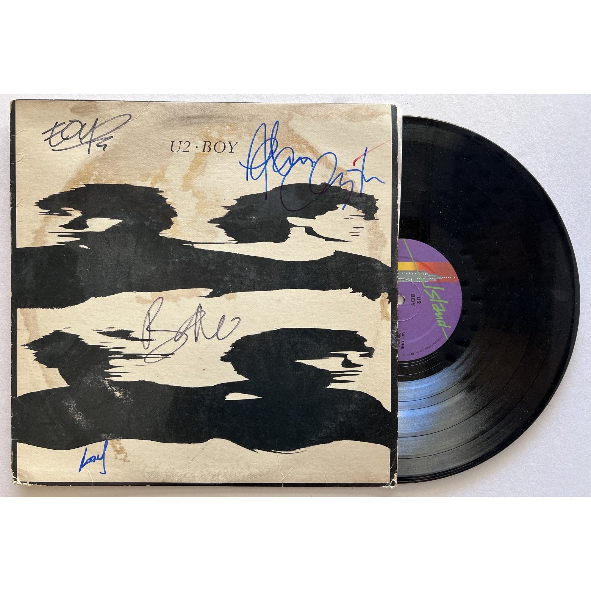 U2 メンバー4人全員直筆サイン入りレコード【BOY】 直筆サイン入り 