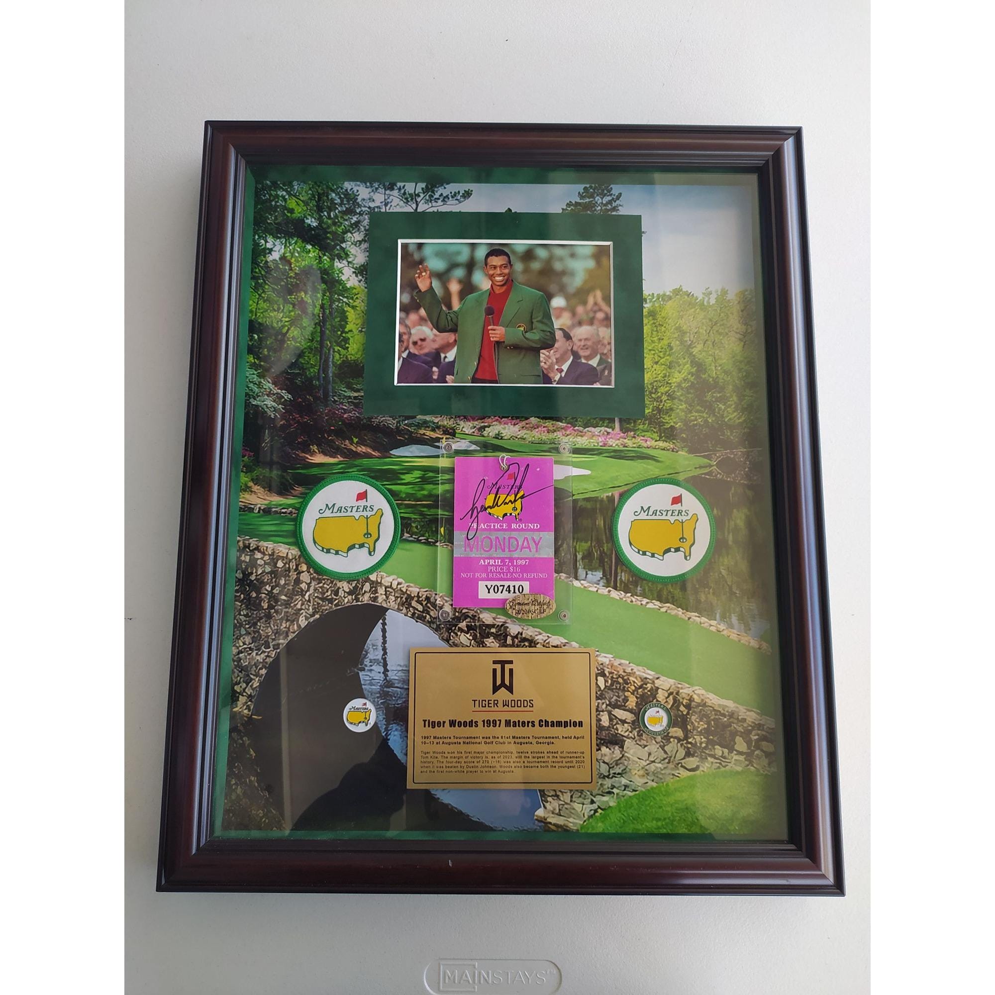 タイガー W. 1997 マスターズ フルチケット、サイン入り、額入り
