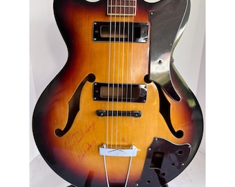 Elvis Presley vintage hollow body electric guitar signed and inscribed