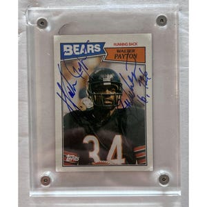 Cartão de futebol americano vintage do Chicago Bears assinado por Walter Payton