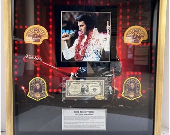 Elvis Presley signed and framed 24x24 inches vintage dollar bill