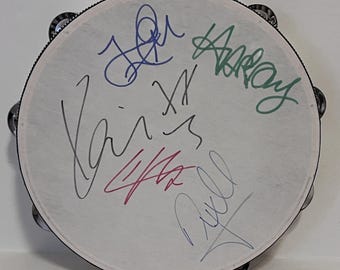 One Direction, Liam Payne, Harry Styles, Zayn Malik, Louis Tomlinson, Niall Horan, 10inch&#39; tambourine signed with proof
