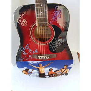 Anthony Kiedis flea Chad Smith Red Hot Chili Peppers One of a Kind acoustic guitar signed with proof