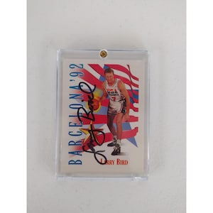 Tarjeta de baloncesto Dream Team Skybox de Larry Bird, Juegos Olímpicos de EE. UU. 1992, firmada con prueba