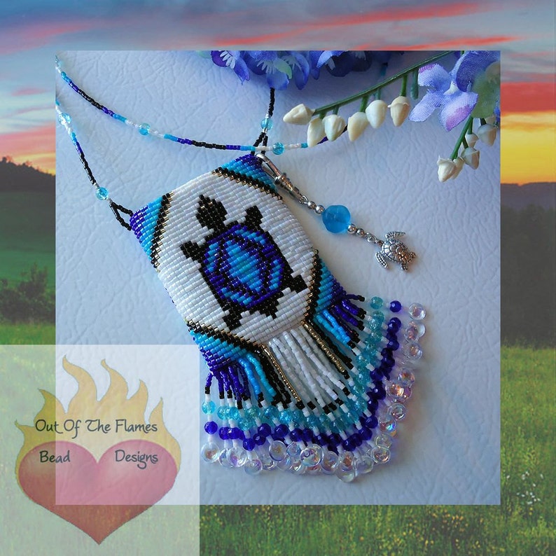 Bead PATTERN Turtle Totem Amulet Bag Loom or Square Stitch image 1