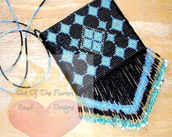 Bead Pattern Turquoise Elegance Amulet Bag Loom / Square