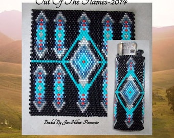 Bead PATTERN Desert Blue Lighter Cover Peyote or Brick stitch