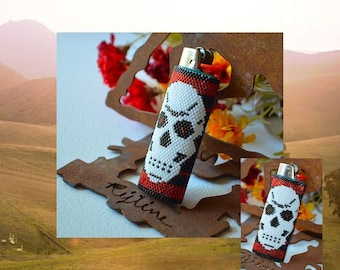 Bead PATTERN Skull Lighter Cover Peyote Or Brick stitch