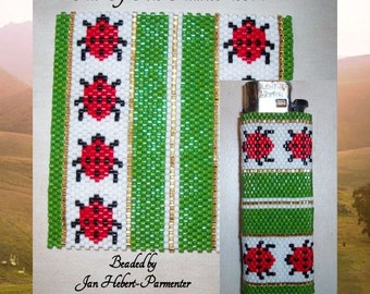 Bead PATTERN Ladybug Lighter Cover Peyote Or Brick stitch