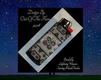 Bead PATTERN Midnight Blooms  Lighter Cover Peyote Brick Stitch