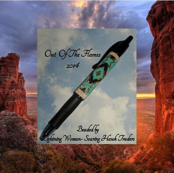 Pen Wrap - Leopard Print – Bead Harbor G2 handmade Two Hawks Beaded black Pen wrap pen included display picture 1