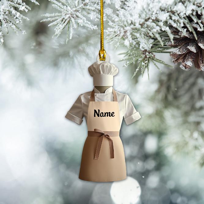 Chef Apron Christmas Ornament, Cooking Xmas Ornament, Cooking Lovers Ornament Gift, Chef Holiday Ornament Gift, Kitchen Decor TD-1102-LNU5