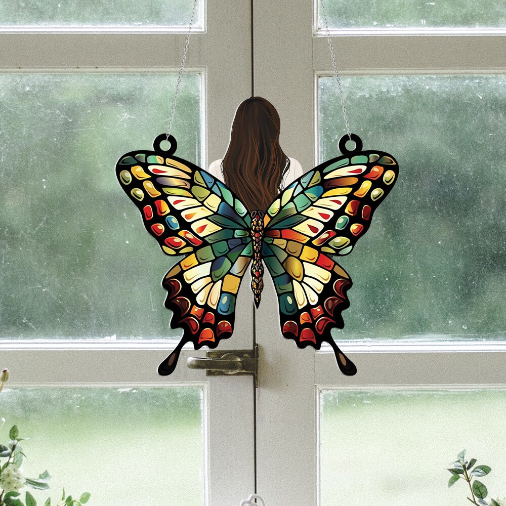 Personalized Butterfly Window Hanging Suncatcher Ornament, Remembrance ...
