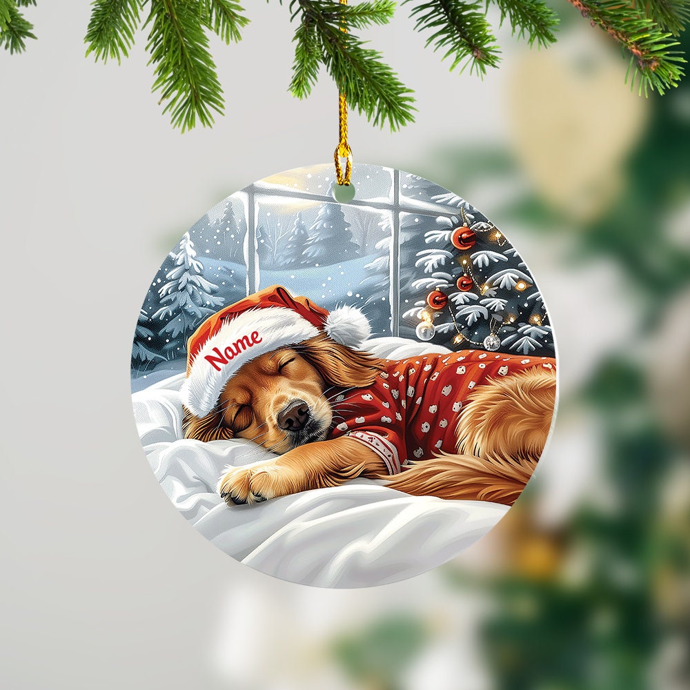 Discover Golden Retriever Dog Christmas Ornament, Golden Retriever Dog Sleeping Ornament, Golden Retriever Dog Ceramic Ornament Decor, Dog Lovers Xmas Gift