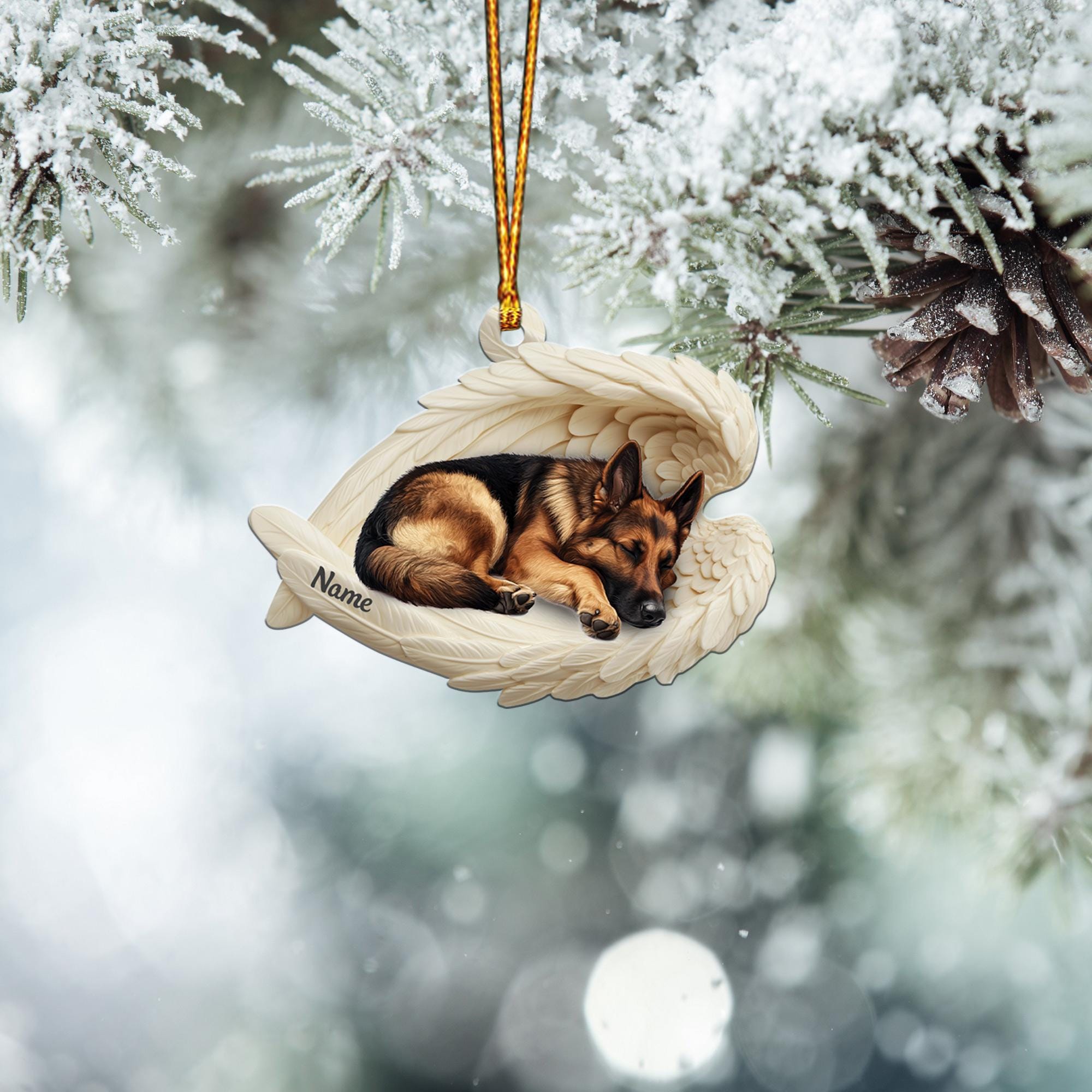 Discover Personalized German Shepherd Dog Sleeping Angel Wings Ornament, Dog Christmas Ornament, Gift For Pet Lover