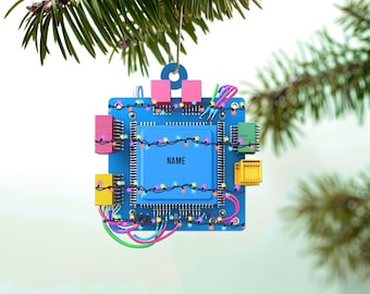 Personalized Circuit Board Ornament, Computer Geek Christmas Ornament, Computer Science Ornament, Computer Programmer Ornament TD-1205-UQNR