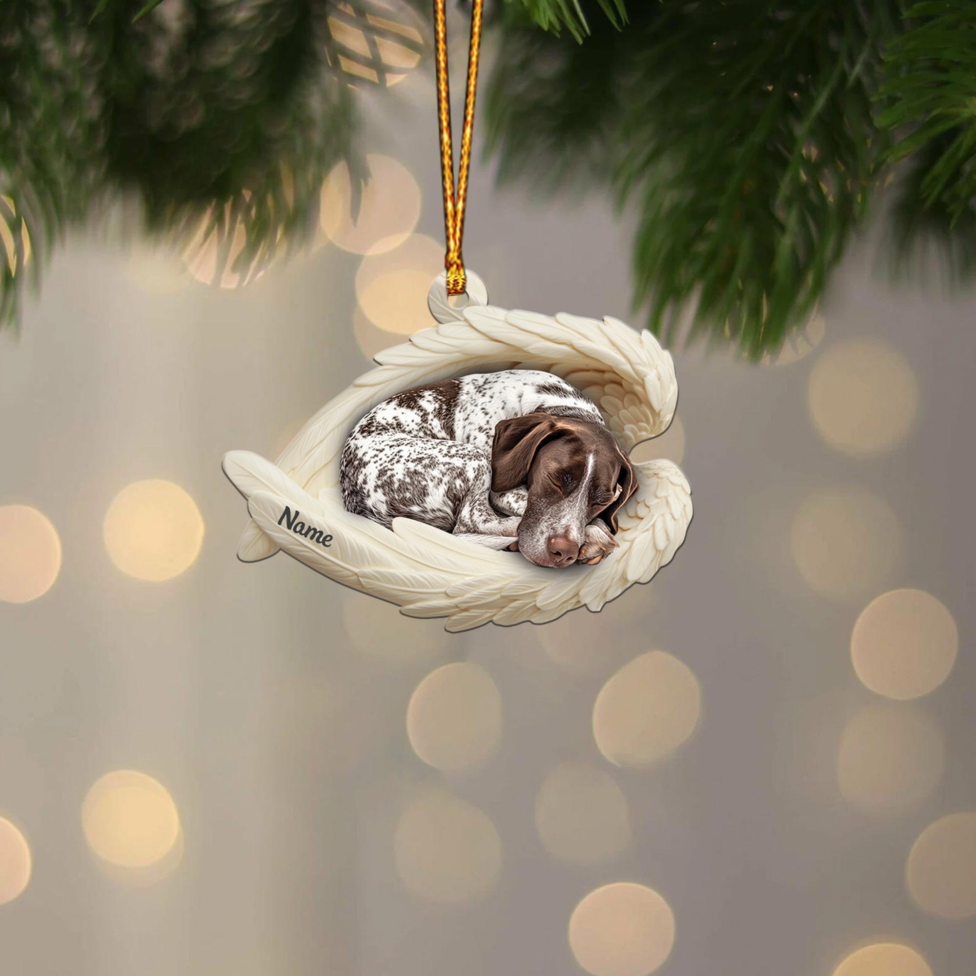 Discover Personalized German Shorthaired Pointer Dog Sleeping Angel Wings Ornament, Dog Christmas Ornament, Dog Ornament, Pet Gift