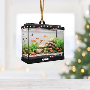 Personalized Aquarium Fish Tank Ornament, Fishes Christmas Ornament, Underwater Aquarium Ornament, Fish Tank Holiday Ornament TD-1207-SWE1