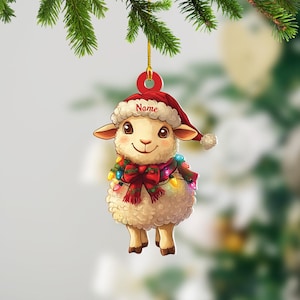 Personalized Sheep Ornament, Sheep Christmas Hanging Ornament, Sheep Car Ornament, Gift For Pet Lover, Housewarming Gifts ID-1113-3MWP