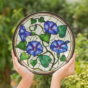 Morning Glory Flower Stained Glass Suncatcher, Morning Glory Ornament, Flower Window Hanging Decor, September Birth Month Gift ID-0225-GUSO