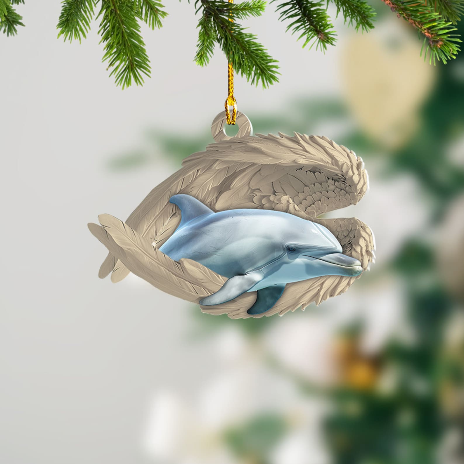 Personalized Dolphin Sleeping Angel Ornament, Dolphin Angel Wings ...