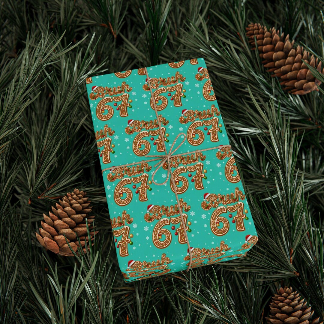 67 Rapping Paper Bruh 67 Christmas Wrapping Paper, 6 7 Meme Holiday Wrapping Roll Gift ...