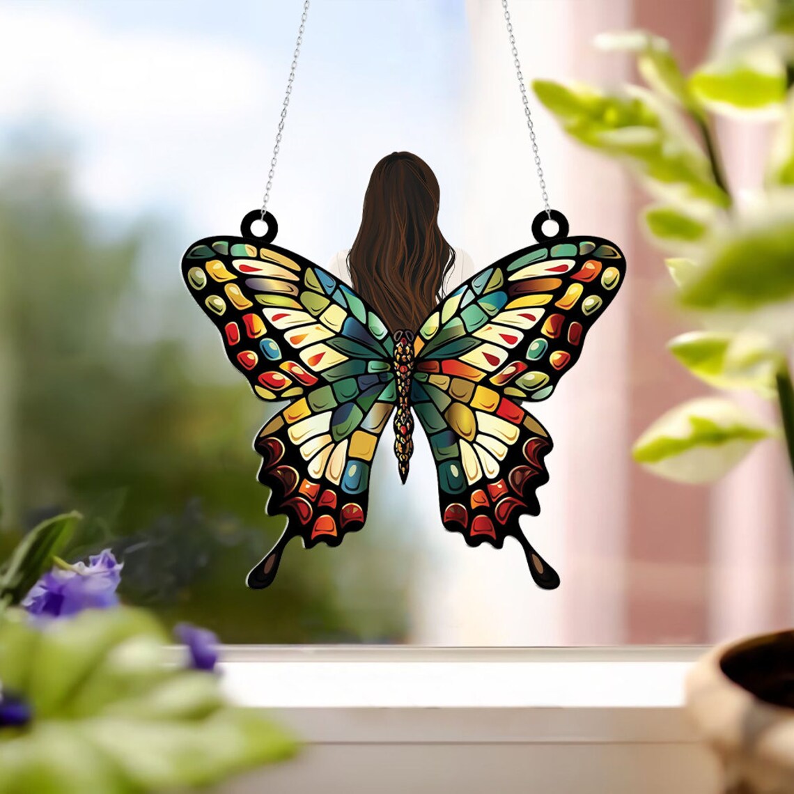 Personalized Butterfly Window Hanging Suncatcher Ornament, Remembrance ...