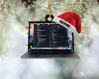 Personalized Computer Programmer Laptop Code, Flat 2D Ornament Gift For Coder, Christmas Tree Hanging Decor ID-0728-2IWQ