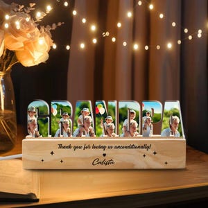 Personalized Name Night Light, Grandpa Photo Collage Night Light, Family Photo Gift, Grandpa Birthday Gift, Gift From Grandkids ID-0116-VQL2