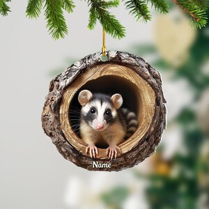 Opossum 2D Flat Ornament, Opossum Rearview Mirror Car Accessories, Opossum Christmas Ornament, Gift for Opossum Lover TD-1029-GBHB