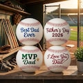 Personalized Best Dad Ever Baseball, Embroidered Sports Lover Keepsake, Handmade Father's Day Gift From Kids, Husband Softball Ball Thid