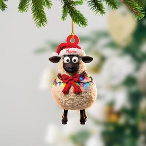 Personalized Sheep Ornament, Sheep Christmas Hanging Ornament, Sheep Car Ornament, Gift For Pet Lover, Housewarming Gifts ID-1113-AMDD