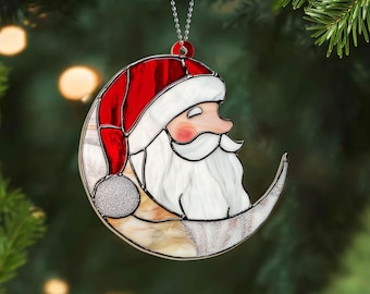 Santa Claus Suncatcher Ornament, Santa Claus Christmas Ornament, Santa Claus Window Suncatcher, Santa Claus Xmas Ornament Gift ID-1010-TX8A