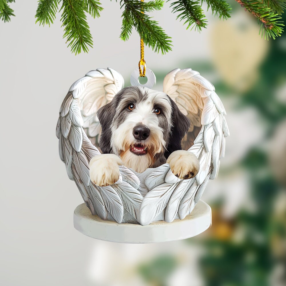Discover Bearded Collie Dog Angel Wings Ornament, Bearded Collie Dog Christmas Ornament, Bearded Collie Dog Ornament