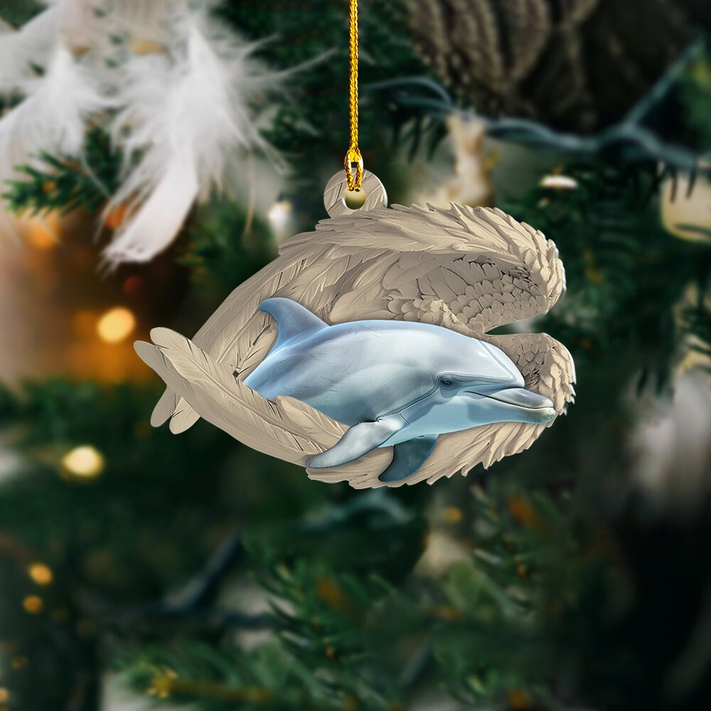 Personalized Dolphin Sleeping Angel Ornament, Dolphin Angel Wings ...