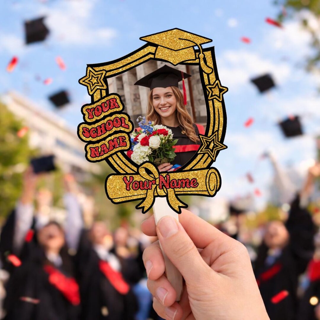 Grad Face Sticks Custom Graduate Face on a Stick, Senior 2026 Big Head Cutout ...