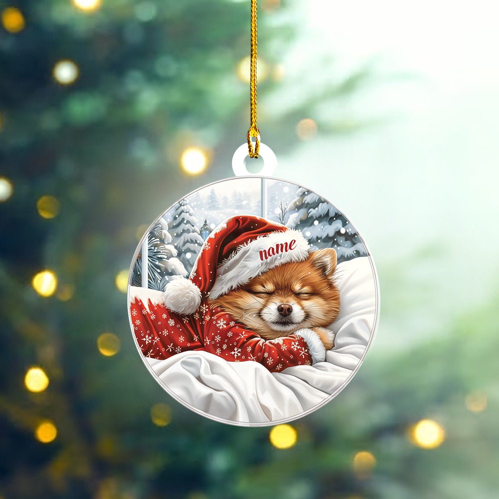Discover Pomeranian Dog Christmas Ornament, Pomeranian Dog Sleeping Ornament, Pomeranian Dog Ceramic Ornament Decor, Dog Lovers Xmas Gift