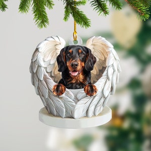 Personalized Gordon Setter Dog Angel Wings Ornament, Gordon Setter Dog Christmas Ornament Gift, Gordon Setter Dog Car Ornament TD-1003-PGCR