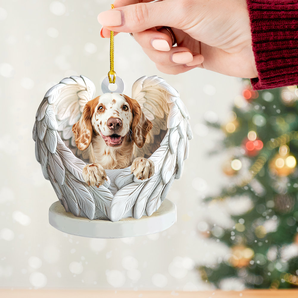 Personalized English Setter Dog Angel Wings Ornament, English