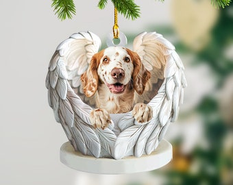 Personalized English Setter Dog Angel Wings Ornament, English Setter Dog Christmas Ornament, English Setter Dog Car Ornament TD-1003-HLAX