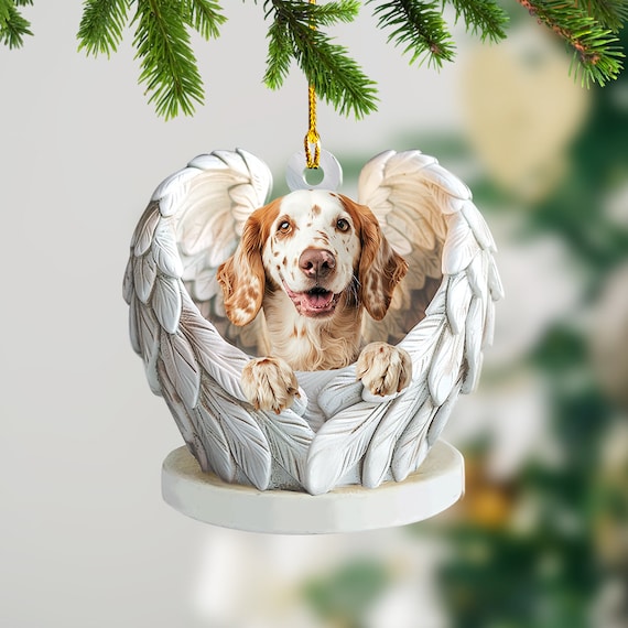 Personalized English Setter Dog Angel Wings Ornament, English