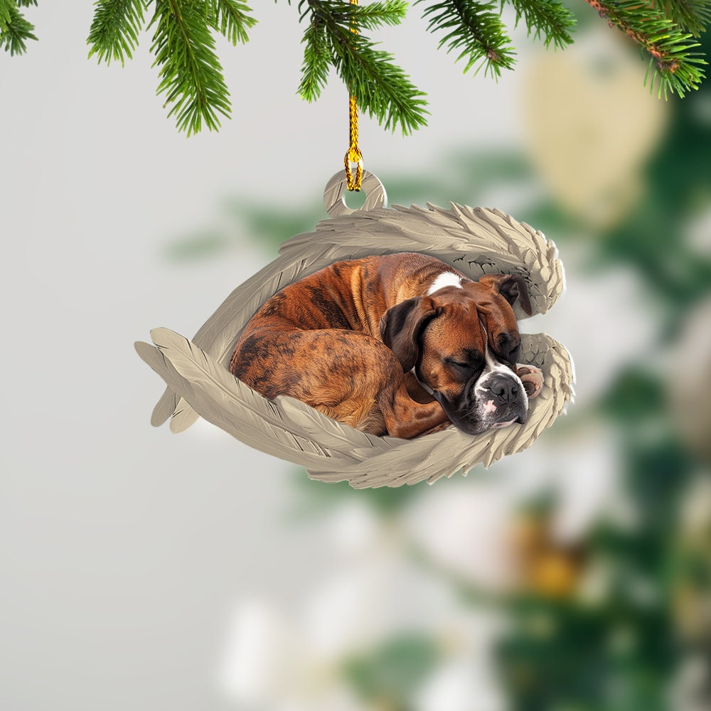 Discover Boxer Dog Sleeping Angel Wings Ornament, Boxer Dog Christmas Ornament Gift, Boxer Dog Ornament Decor