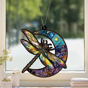 Dragonfly Suncatcher, Dragonfly Sun Catcher Ornament, Nature Inspired Home Decor, Dragonfly Window Hanging Dragonfly Lover Gift ID-0218-XRNV