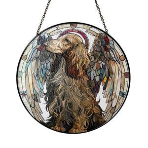 Afghan Hound Dog Memorial Glass Suncatcher,  Custom Dog Breed Suncatcher Ornament, Sympathy Gift for Loss of Dogs Pet ID-0411-OBIS