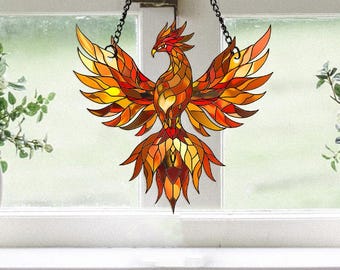 Phoenix Suncatcher, Acrylic Phoenix Ornament, Phoenix Decor, Phoenix Window Hanging Decor, Phoenix Lovers Gift, Bird Lover Gift ID-0306-SDJS